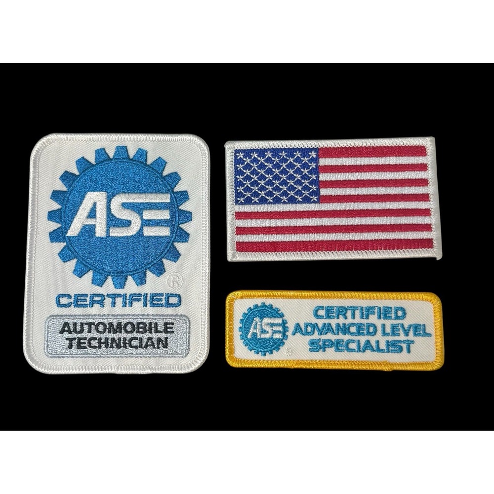 ASE Certified Automobile Technician & Advanced Level Specialist Patch W/Flag